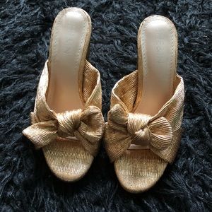 Rose gold ruched bow heels!